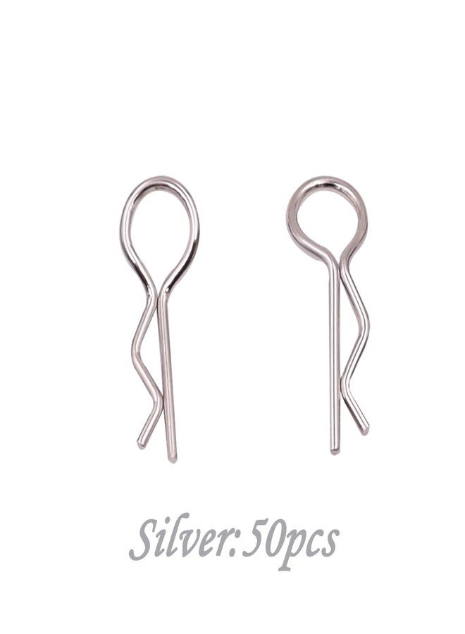 Treehobby 50 Pack Treehobby Universal Bent Springy R Pins RC Car Body Shell Clips Compatible with 1/10 RC Car Truck Buggy Crawler Short Course Replacement Spare Part (Silver) - Image 2